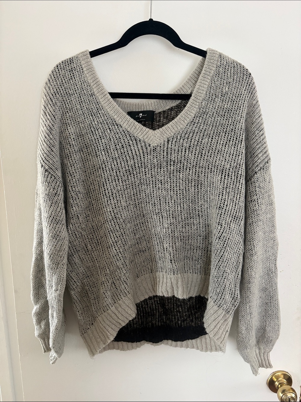 7 for all Mankind Cozy V-Neck Gray Knit Sweater